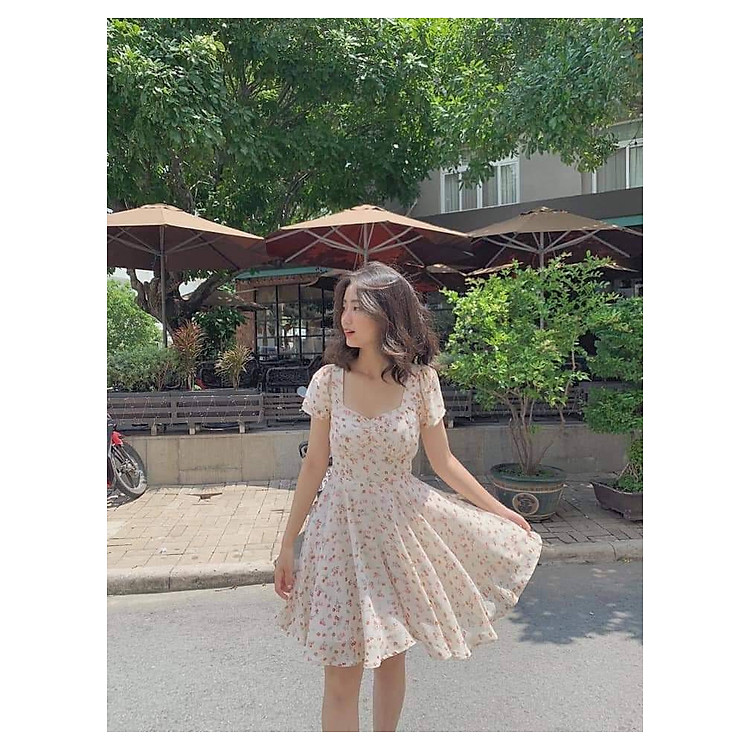 đầm hoa nhí xoè hoạ tiết hoa yêu lắm duyên dáng dễ thương