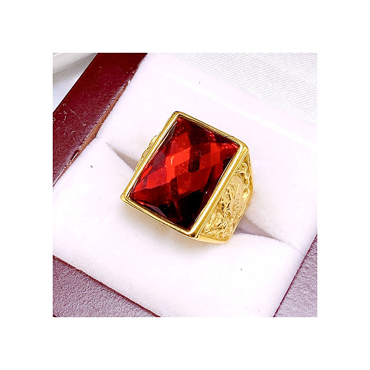 Nhẫn Nam Mạ Vàng 24 K Mẫu N3 Đá Đỏ