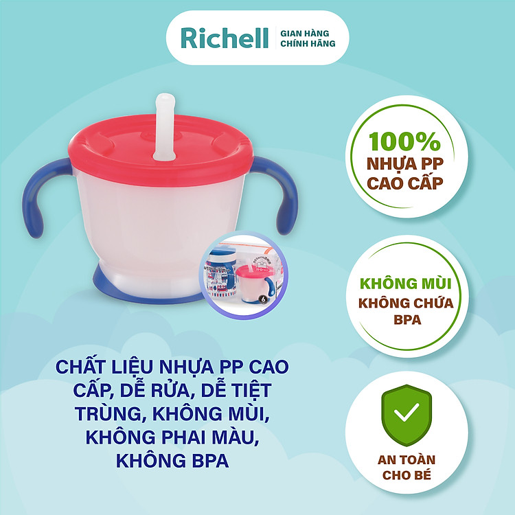 Cốc tập uống 3 giai đoạn AQ Richell Chính hãng Giá rẻ - Hình ảnh 5