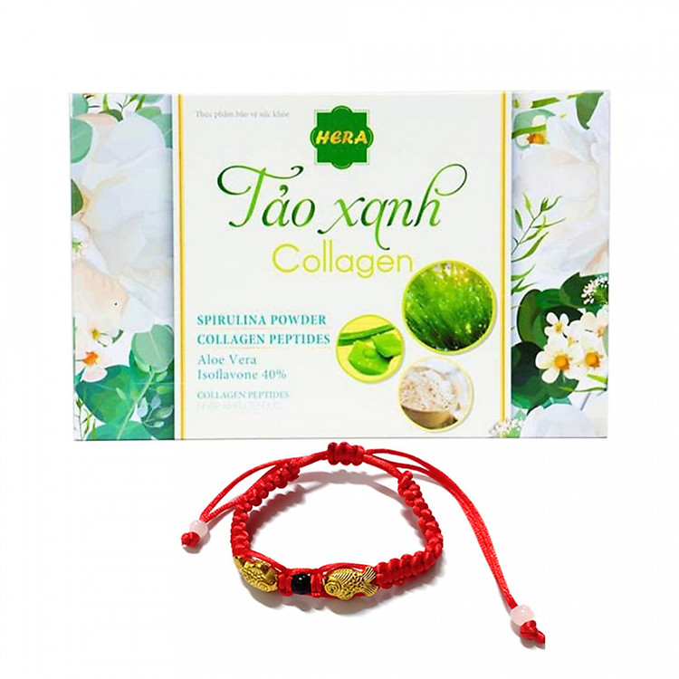 Tảo Xanh Collagen - Hộp 30 gói + Tặng kèm vòng Phong Thủy Cưc Chất