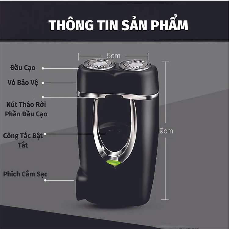 Máy Cạo Râu Sử Dụng Sạc Pin Thông Minh Tiện Lợi Có Lưỡi Dao Kép Tự Làm Sắc, Độ Bền Cao, Cực Sạch