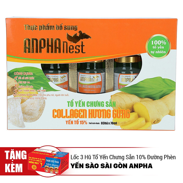 Lốc 3 Hũ Anpha Nest Collagen Hương Gừng