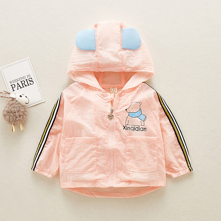 ÁO NẮNG TRẺ EM GẤU DỄ THƯƠNG MÀU HỒNG DÀNH CHO BÉ GÁI