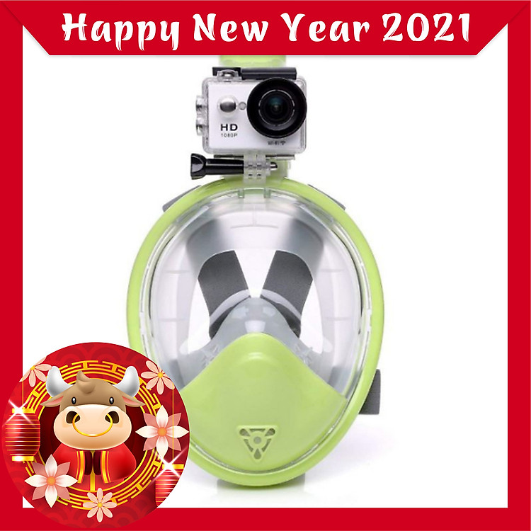 Mặt nạ lặn biển full face kèm ống thở thenice KF1 -cho trẻ em Màu Xanh Lá