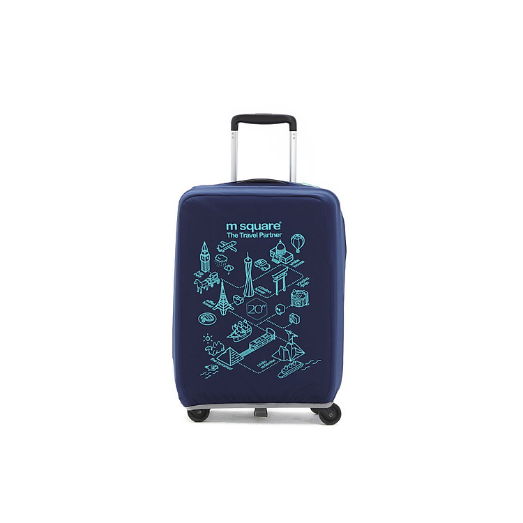Túi Bọc Bảo Vệ Vali Co Giãn Msquare Nhật Bản Màu Xanh Navy có hoạ tiết - DMCTB168