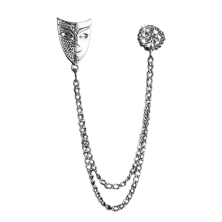 Suit Chain Brooch Statement Fashion Collar Lapel Pin for Business