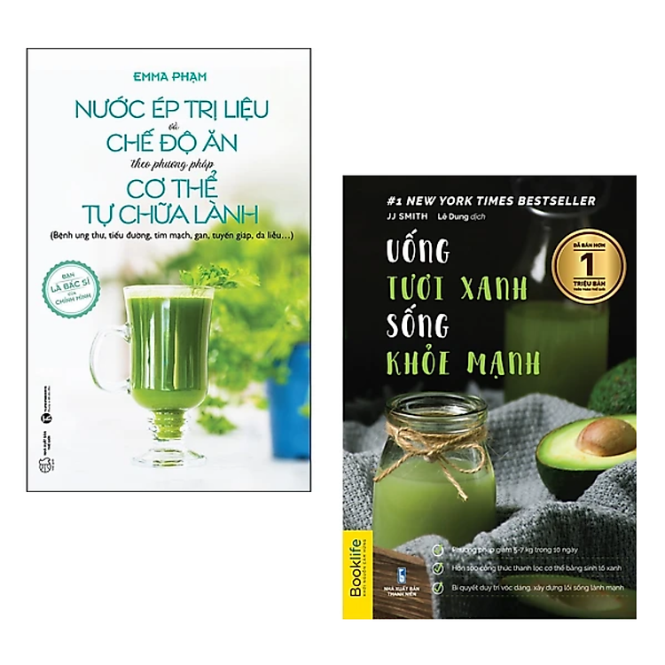 Combo 2 cuốn sách Chăm Sóc Sức Khỏe: Uống Tươi Xanh Sống Khỏe Mạnh + Nước Ép Trị Liệu Và Chế Độ Ăn Theo Phương Pháp Cơ Thể Tự Chữa Lành