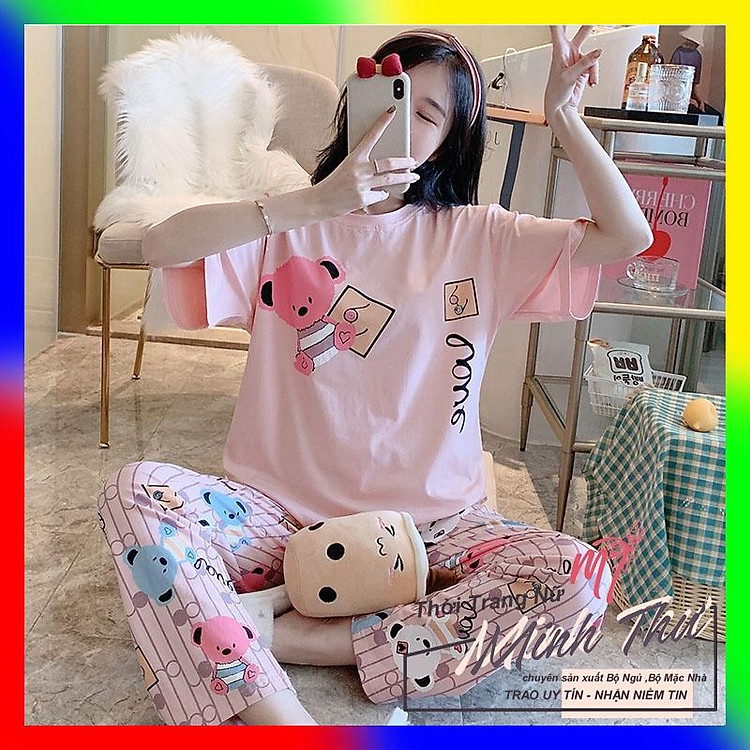 Đồ bộ nữ mặc nhà thời trang mới nhất - Chất liệu Cotton cao cấp - ( Quần Dài Tay Ngắn - mã TNQD - 01 )