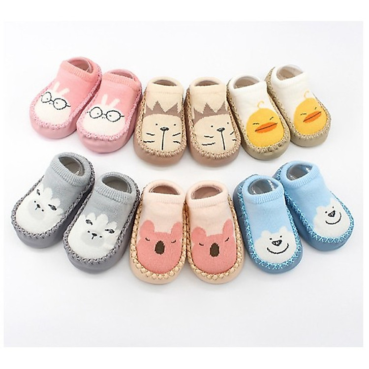 2 Đôi Giày liền vớ Cho Bé Chống trượt từ 0-12 Tháng_ngẫu nhiên