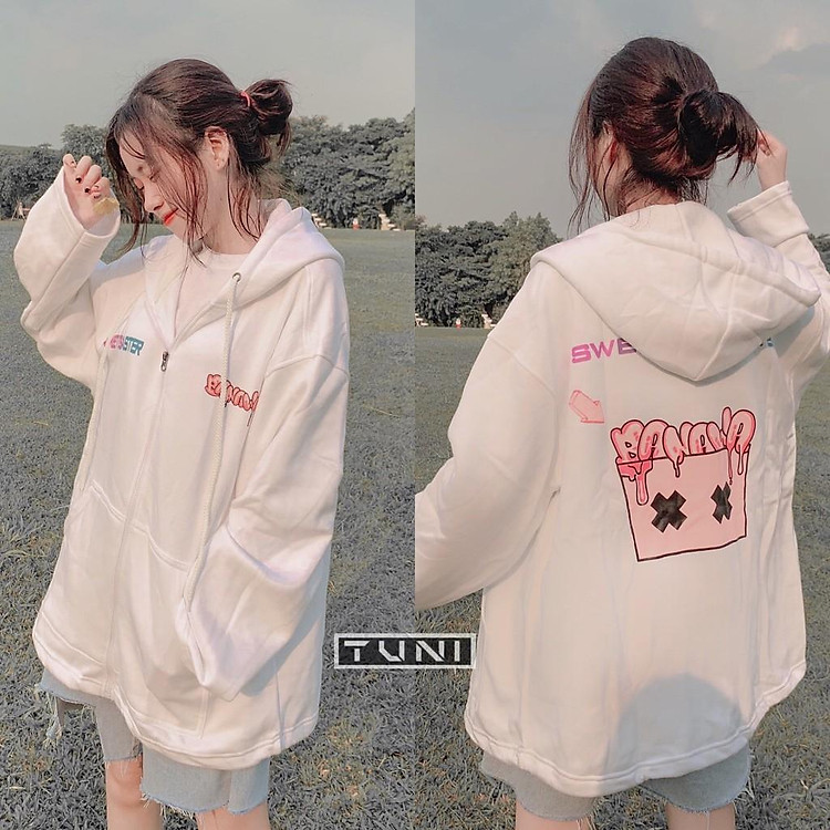 ÁO SALE RẺ VÔ ĐỊCH Áo Khoác Hoodie Nỉ Form Rộng BANAWA Ulzzang(ẢNH/VIDEO THẬT)