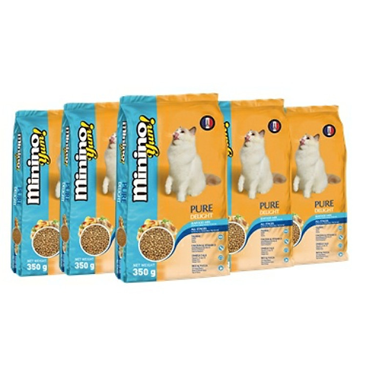 Combo 4 gói thức ăn cho mèo Minino Yum 350gr - Tặng 1 gói cùng loại