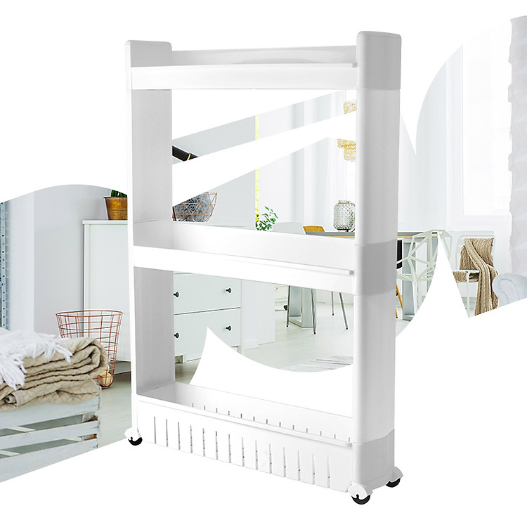Kệ nhựa 3 tầng có bánh xe, khe hẹp để phòng tắm Tashuan - TS5185