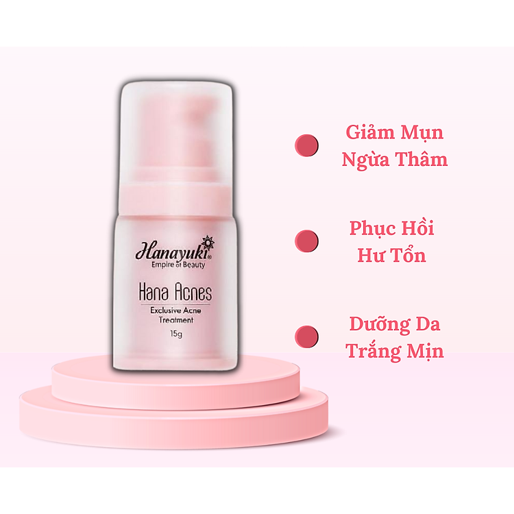 Serum Ngừa Mụn Dưỡng Trắng Da Mờ Thâm Hanayuki Hana Acne Solution 15g Hanayuki Chính Hãng