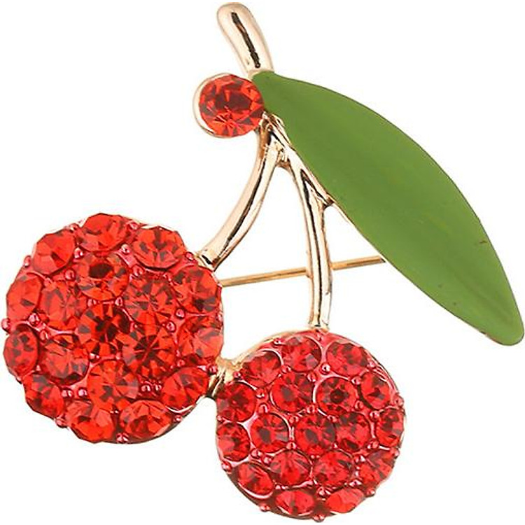 Cài áo Cherry đá pha lê đỏ