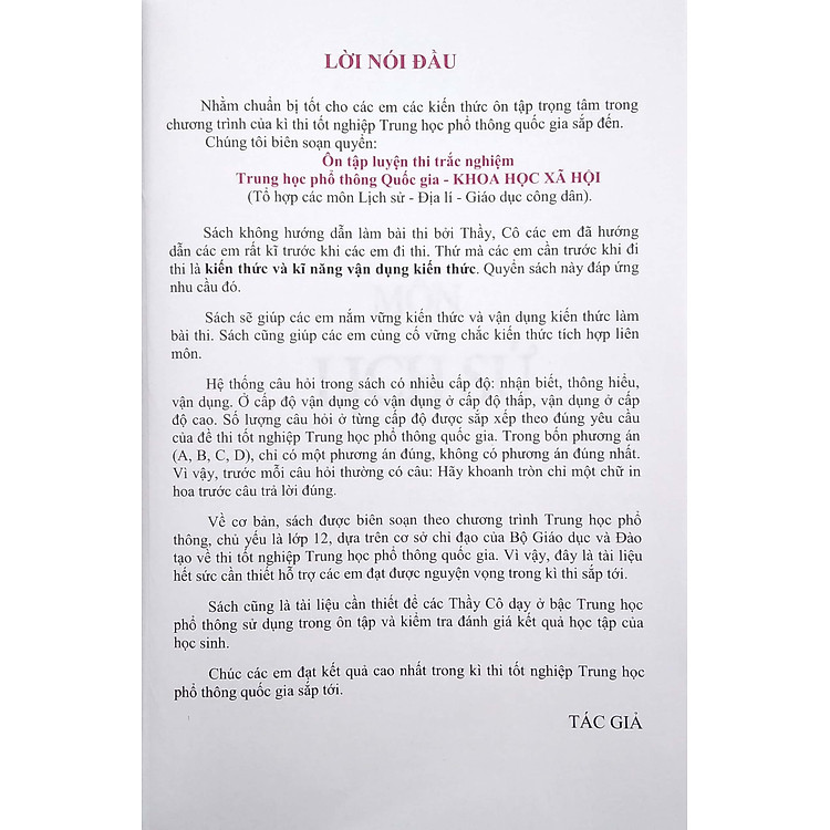 Ôn Tập Luyện Thi Trắc Nghiệm - THPT Quốc Gia 2022: Lịch Sử - Địa Lí - GDCD - Ảnh 4