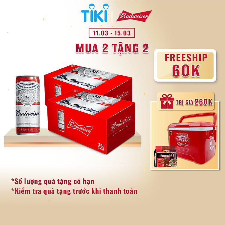 Combo 2 Thùng 24 Lon Bia Budweiser (330ml/ lon)