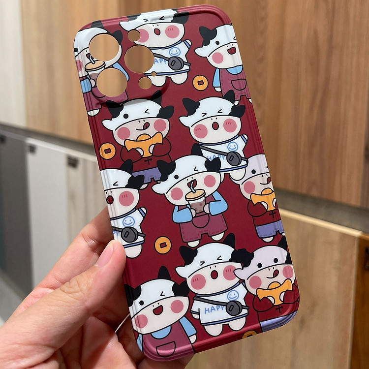 Ốp Lưng Silicon Cho iPhone 12 Pro Max - Tết 2021 - Trâu Uống Trà Sữa