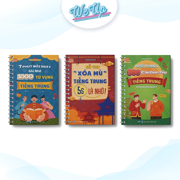 Combo Học Giỏi Tiếng Trung: Sổ Tay “Xóa Mù” Tiếng Trung 5s Là Nhớ, 1000 Từ Vựng Tiếng Trung, 300 Câu Giao Tiếp