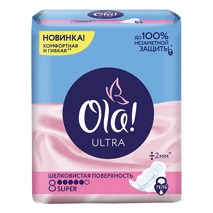 Băng Vệ Sinh Có Cánh Ola Ultra Siêu Thấm - Thích Hợp Dùng Ban Đêm (8 miếng)