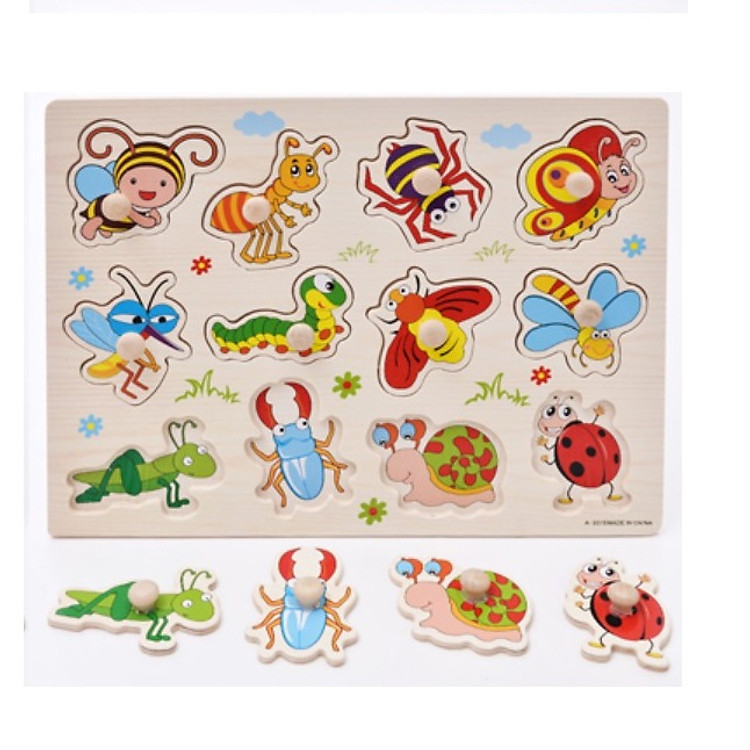 Núm gỗ đồ chơi cho bé nhiều chủ đề + tặng stick