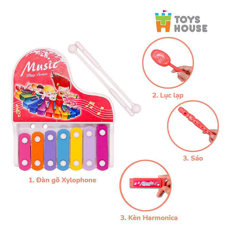 Đồ chơi âm nhạc Xylophone kèm sáo Chính hãng Giá rẻ - Hình ảnh 3