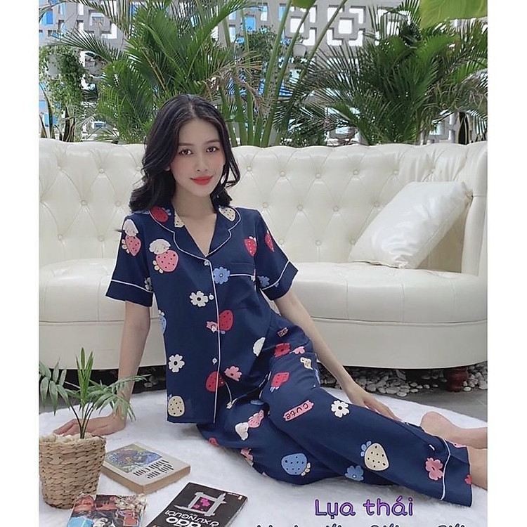 Đồ bộ mặc nhà Mi Cần Thơ Pijama Lụa tay cộc quần dài, có túi quần