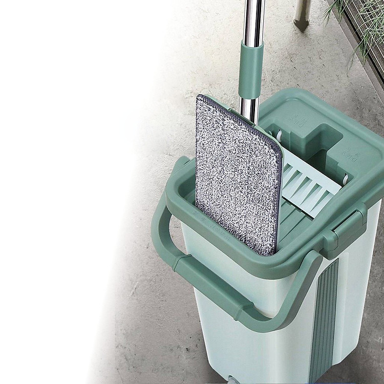 CÂY LAU NHÀ TỰ VẮT XOAY 360 ĐỘ KÈM 2 BÔNG LAU TẶNG MÓC TREO CÂY LAU NHÀ GẮN TƯỜNG CAO CẤP