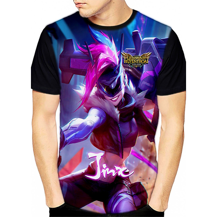 Áo LMHT 3D Jinx Siêu Phẩm (3D Đen) Áo LoL Jinx đẹp hình Liên minh huyền thoại, đủ size từ 40kg-84kg