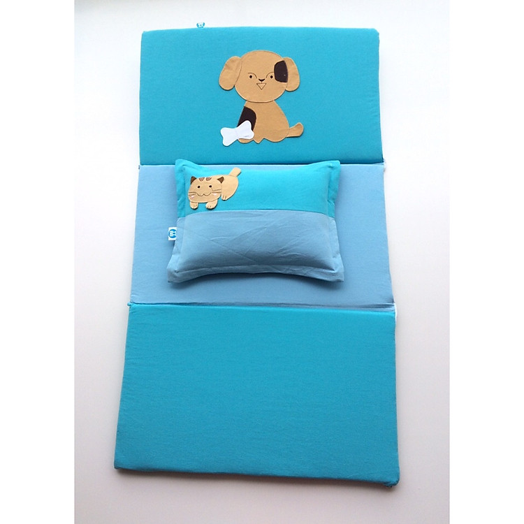 Bộ nệm gối gấp ba xốp CHO BÉ 100% COTON _ Nệm gấp (70x120)cm 1 Gối nằm (30x40)cm