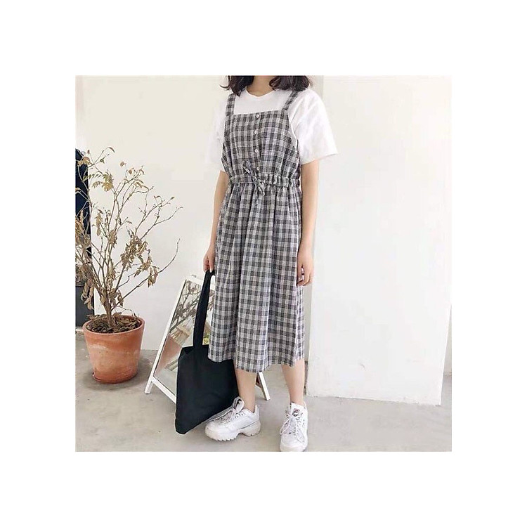 Váy Yếm Kẻ karo, Cực Cute Nữ Tính, size từ 45-56kg, nhiều màu lựa chọn