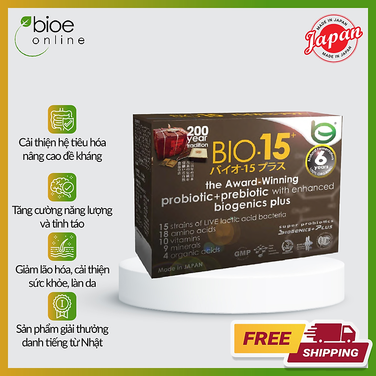 Viên Uống Bổ Sung Lợi Khuẩn Bio-15 Chiết Xuất Từ Thiên Nhiên, Giúp Giảm Căng Thẳng, Tăng Cường Hệ Miễn Dịch, Cải Thiện Hệ Tiêu Hóa, Ngăn Ngừa Lão Hóa Và Làm Đẹp Da (Hộp 100 Viên)