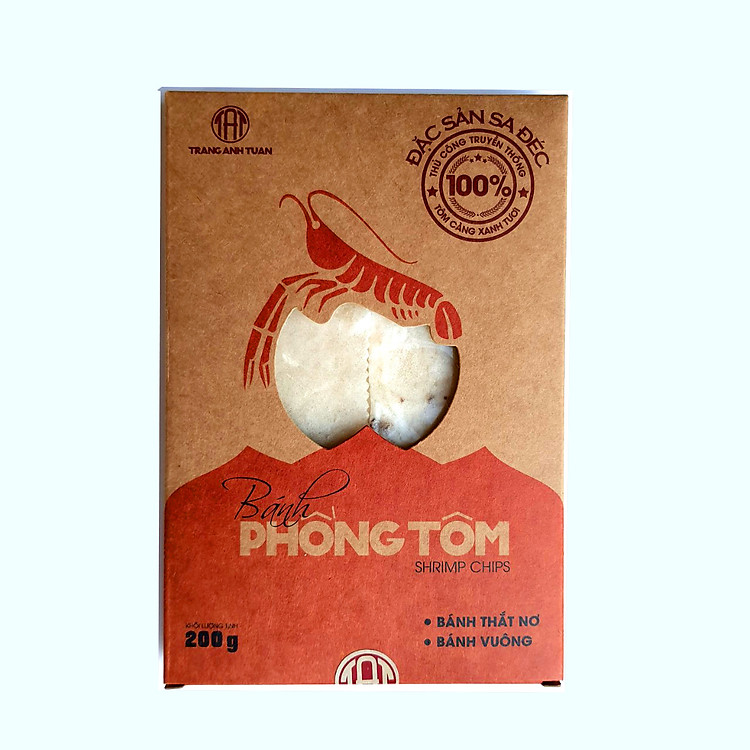 Bánh phồng tôm cao cấp hiệu TRANG ANH TUẤN loại 1 với 70% tôm càng xanh tươi - Đặc sản Sa Đéc