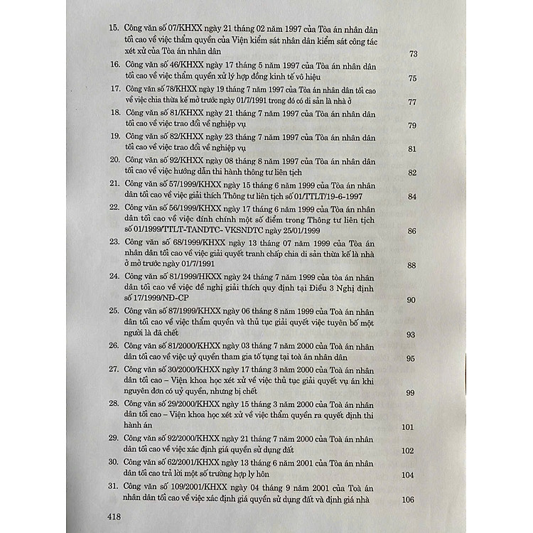 Hệ thống Công văn hướng dẫn nghiệp vụ của Tòa án nhân dân tối cao trong lĩnh vực Dân sự và Tố tụng Dân sự (từ năm 1986 đến năm 2023) - Ảnh 4