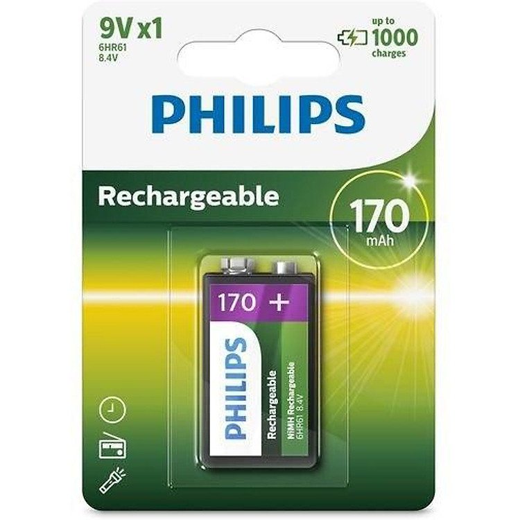 Pin Sạc Philips NiMH 170mAh 9VB1A17/10 (1 Viên 9V)