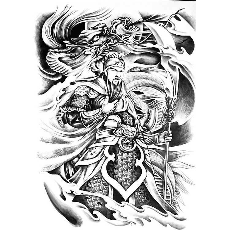 Hình Xăm Dán Quan Vũ QSA238 (21x15cm)