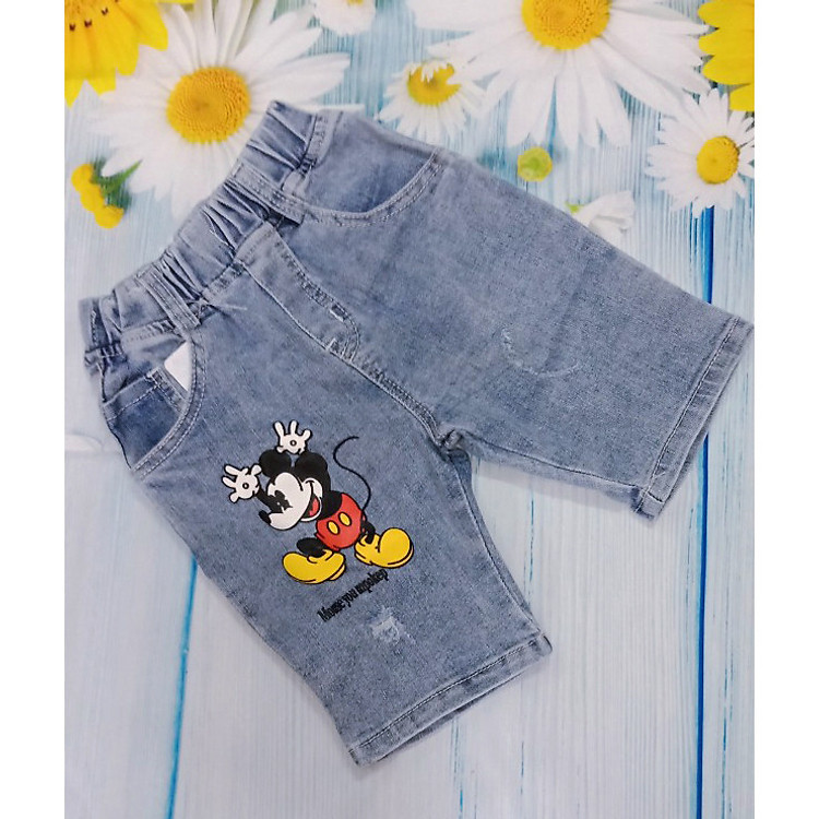 Quần jean lửng mickey bé trai 1-8 tuổi