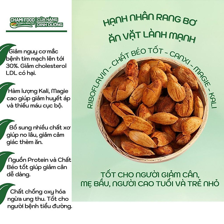 Mua Hạnh nhân rang bơ CHAMIFOOD 500g loại 1 Chính hãng Giá rẻ - Hình ảnh 4
