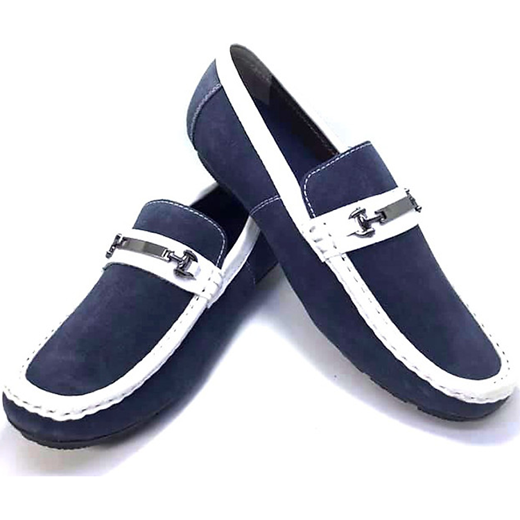 Giày Lười Nam Da Lộn xanh đế âm 011