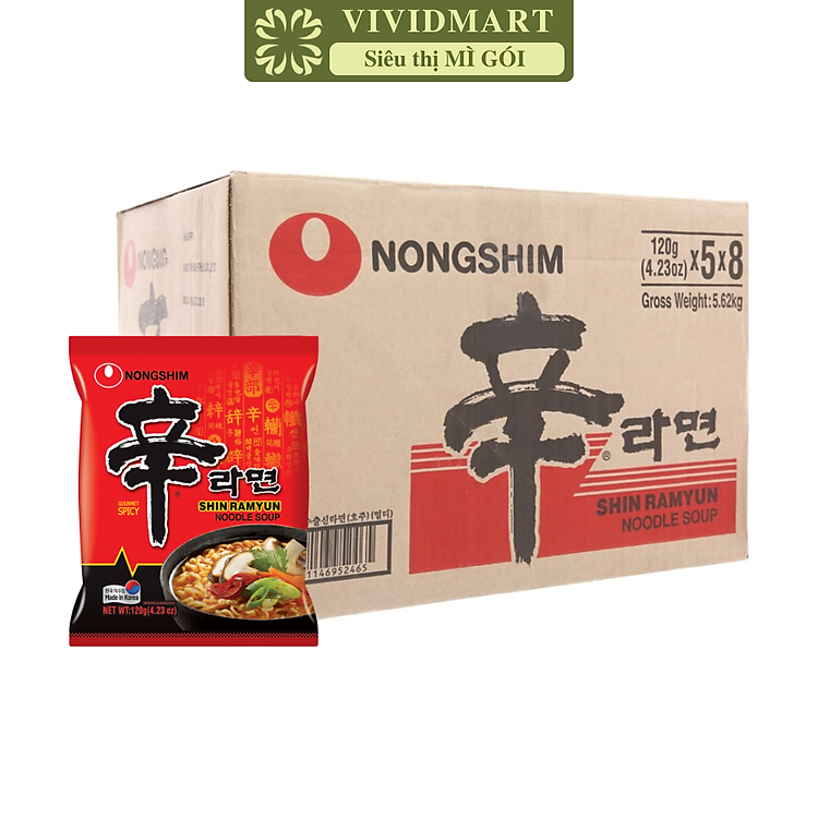 NONGSHIM - Mì Shin Ramyun truyền thống, Mì Nongshim Shin Ramyun, Mì Nongshim Hàn Quốc (120g/gói)