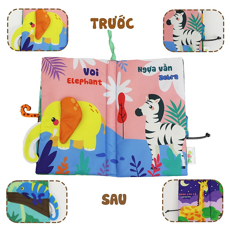 Sách Vải Tương Tác Cho Bé - Đuôi Con Vật Chính hãng Giá tốt - Hình ảnh 5
