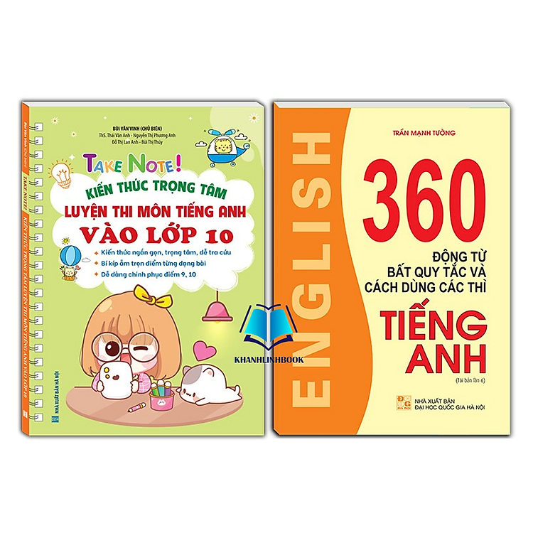 Sách - combo 2c TAKE NOTE! Kiến thức luyện thi môn Tiếng Anh vào lớp 10 ( KHÔNG lò xo) +360 động từ bất quy tắc K màu