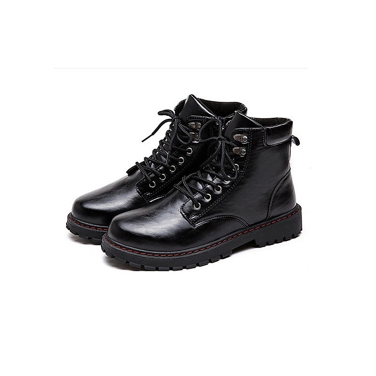 Giày nam combat boot da láng SM004