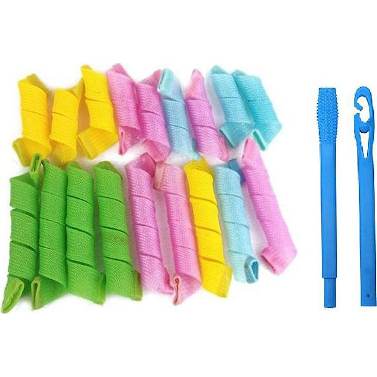 Bộ uốn tóc không dùng nhiệt 18 lô, 2 móc (Màu Sắc Ngẫu Nhiên)