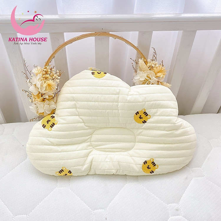 Gối chần bông cho bé sơ sinh 0-6th , vải cotton phối lưới thoáng mát