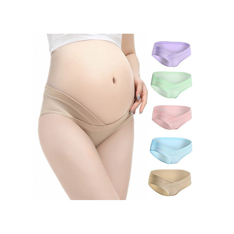 Combo 5 quần lót su đúc cạp chéo không đường may thông hơi cao cấp ép lạnh cho bà bầu giao màu ngẫu nhiên