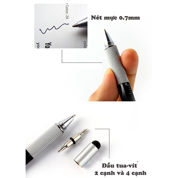 Bộ Bút Bi 6 in 1 Đa Chức Năng (2 cây) - Ảnh 7