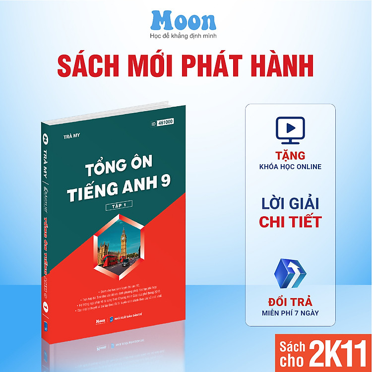 Sách Tiếng Anh 9 Chương trình mới - Tổng ôn Tiếng Anh 9 ôn thi vào 10 Moonbook
