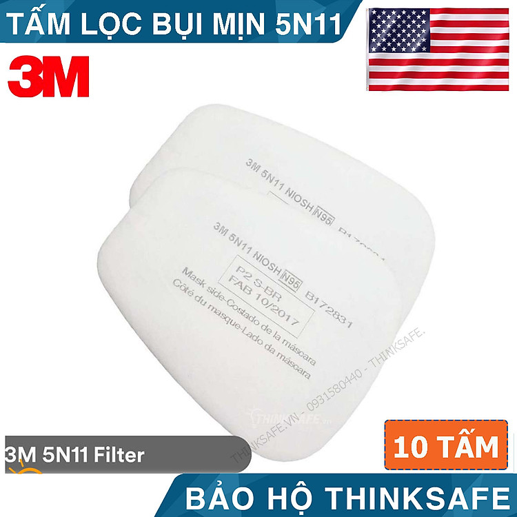 10 TẤM LỌC BỤI 3M 5N11 LỌC BỤI SIÊU MỊN ĐẾN PM2.5 DÙNG CHO PHIN LỌC 6000 VÀ MẶT NẠ PHÒNG ĐỘC 3M 6000, 7500