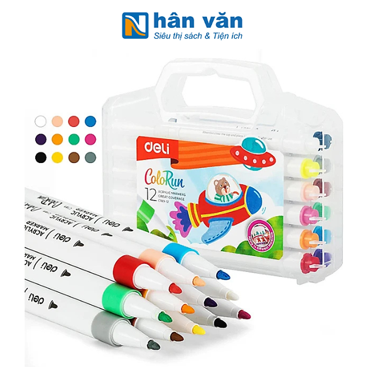 Hộp Bút Màu Marker Acrylic Deli EC189 (12 màu)