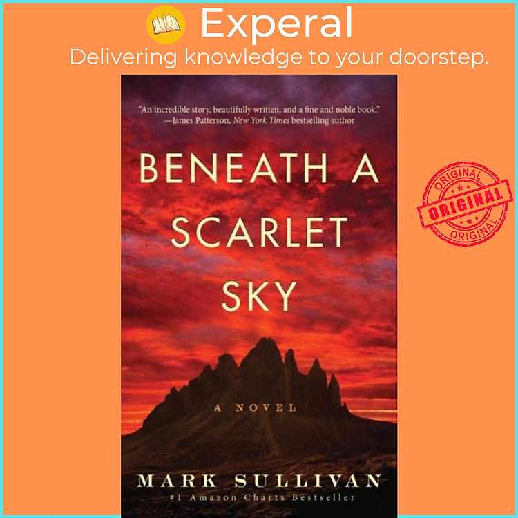 Sách - Beneath a Scarlet Sky - A Novel by Mark Sullivan (UK edition, hardcover)